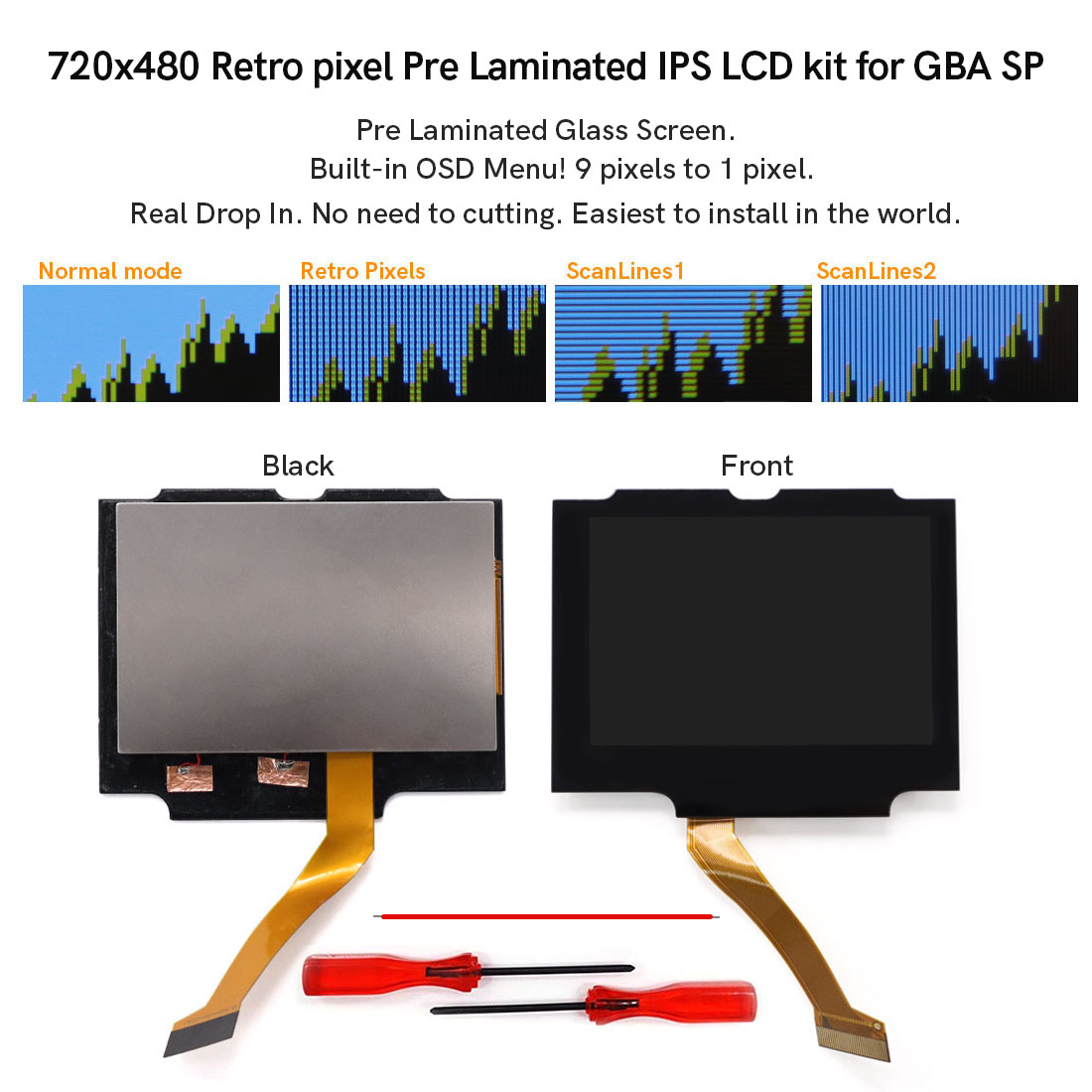 Lcd Screen Arcade - Zestaw do GBA SP V5, ekran