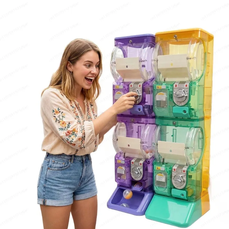 Arcade Vending Machine - Przezroczysta biała dwupoziomowa maszyna Gashapon, automat