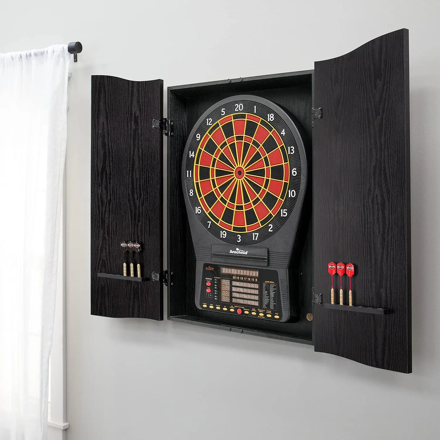 Czarna szafka na tarczę do dar – Electronic Dartboard Cabinet recenzja i cena